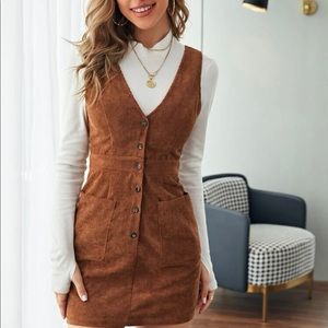 SHEIN Cord Overall Dress Size S (4)
